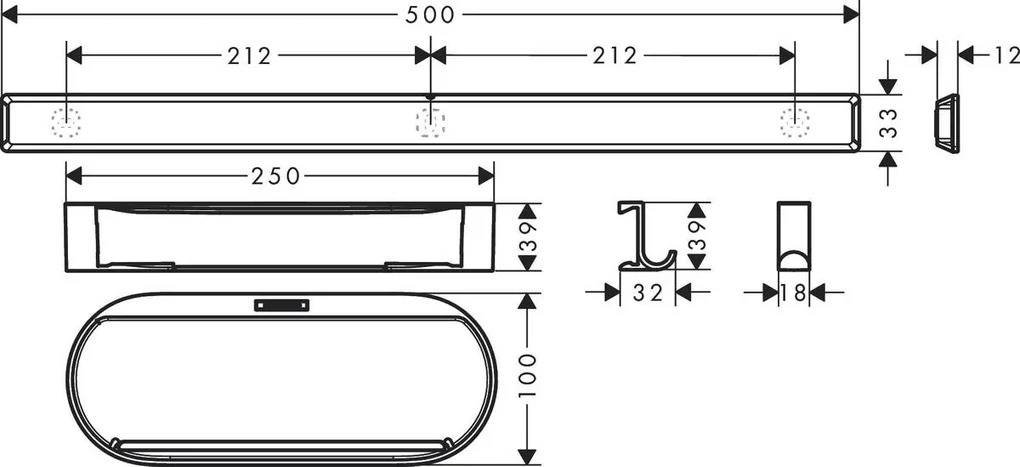 Hansgrohe WallStoris, sada do sprchy, čierna matná, HAN-27967670