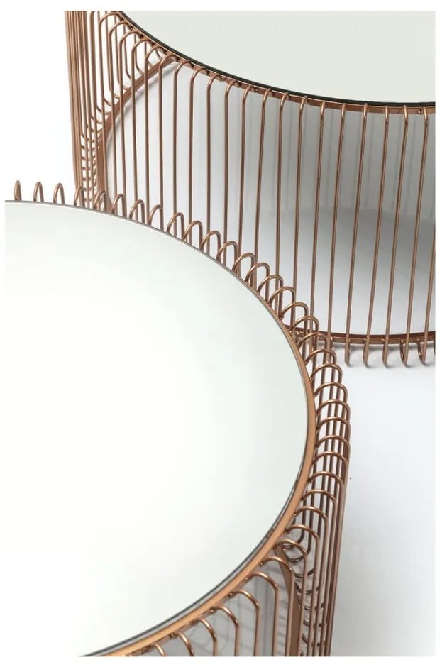 Okrúhle konferenčné stolíky v súprave 2 ks v medenej farbe ø 69,5 cm Wire Big – Kare Design
