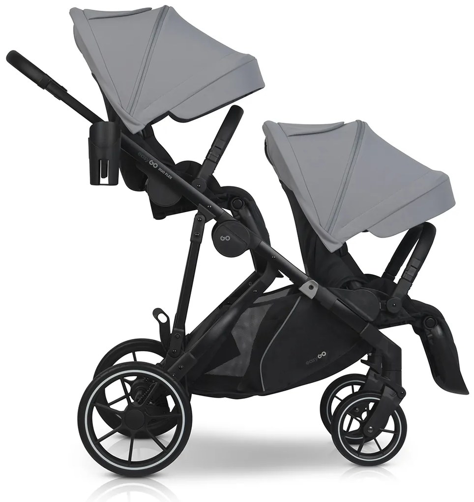 Súrodenecký kočík EasyGo Duoflex Cloudy Gray 2 športové časti