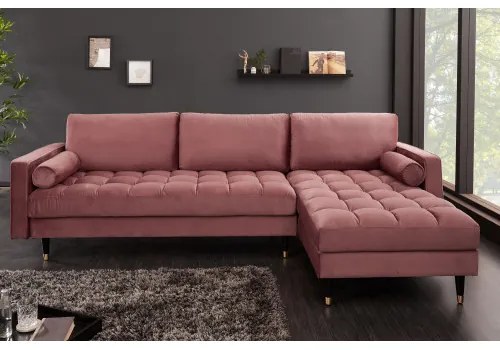 Rohová sedacia súprava 40276 Cozy - Zamat starorúžová  - Komfort-nábytok