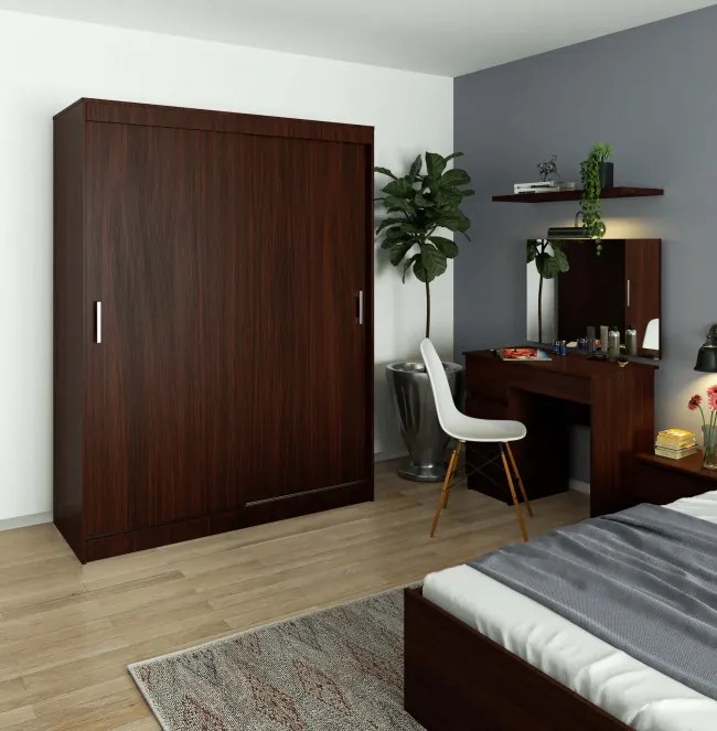 Šatníková skriňa s posuvnými dverami 150 cm CLP mono wenge