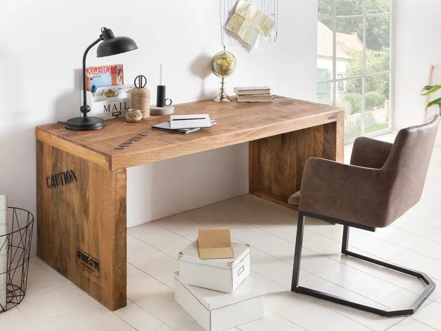 Dizajnový drevený písací stôl Harry Mango 160cm