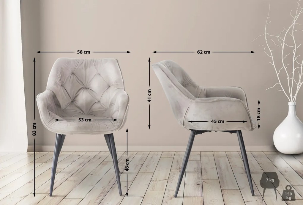 Stolička Tanna - zamat - Sivá