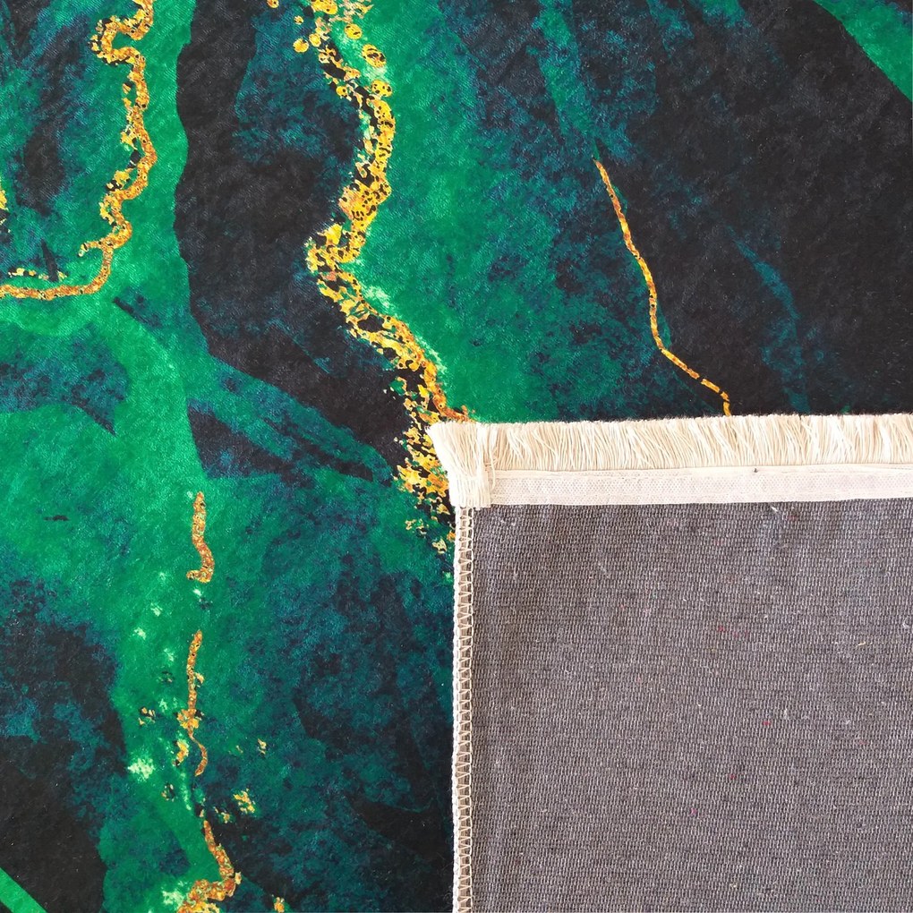 DY Zelený koberec s mramorovým vzorom Horeca-New 118S Rozmer: 80x150 cm