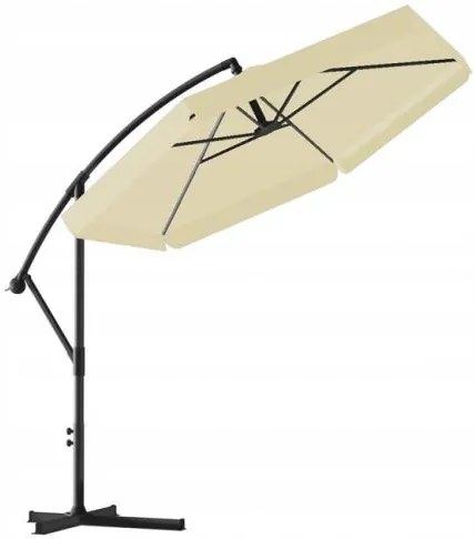 Záhradný slnečník s ochranným obalom a LED osvetlením BANANA 300 cm béžový