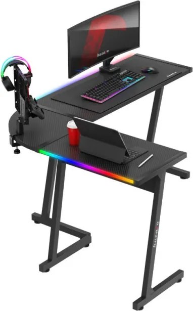 Herný rohový stôl Hero 6.0 RGB čierny
