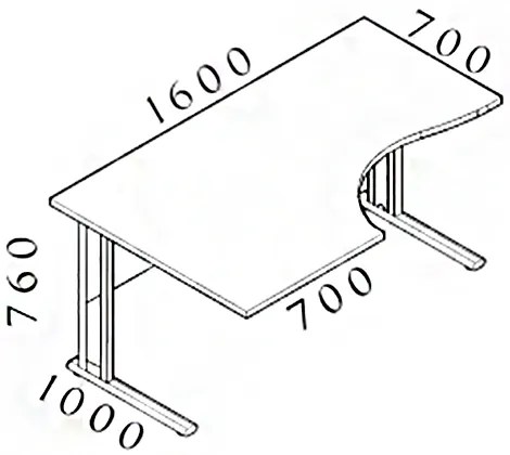 Ergonomický stôl Visio 160 x 100 cm, ľavý, javor
