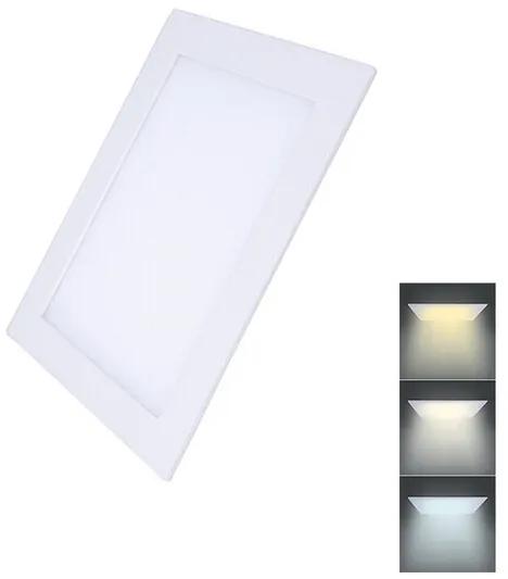 Solight WD141 Mini zapustený panel LED 12W, 900lm, 3000K/4000K/6000K, IP20, štvorcový, biela