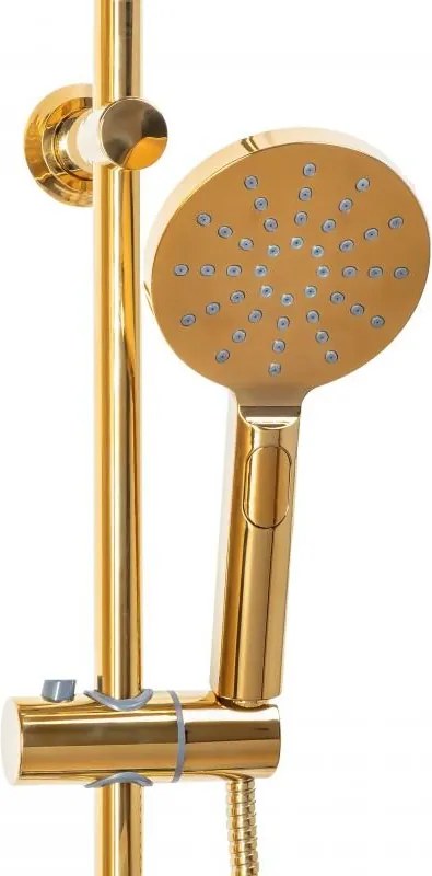 Erga Dubaj, termostatický set sprchového stĺpu s dažďovou sprchou 30cm a s sprchovou hlavicou, zlatá lesklá, ERG-YKA-BP.DUBAJ-THERM-30-GLD