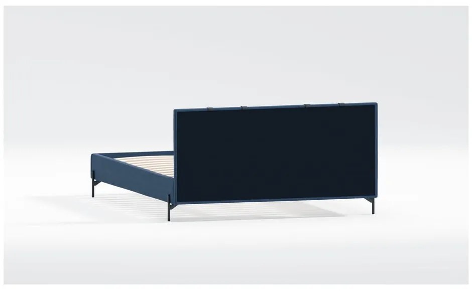 Tmavomodrá čalúnená dvojlôžková posteľ s roštom 180x200 cm Tulsa – Ropez