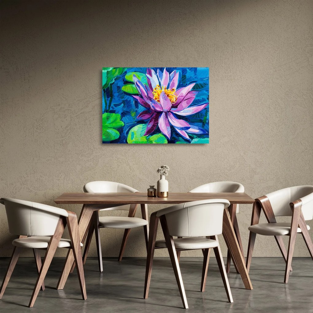Sklenený obraz lekna na vode (70x50 cm)