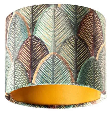 Zamatový tienidlo na lampu s dizajnom listov a zlatým vnútorným povrchom 18/18/14