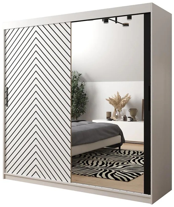 Skriňa Jodełka 2 200 biely/biely/čierna