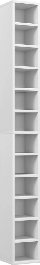 HOMCOM CD a DVD Úložný systém, stĺpcová polica, úložná jednotka s 12 priehradkami, maximálna kapacita 204 CD, 21 x 20 x 175 cm, biela | Aosom
