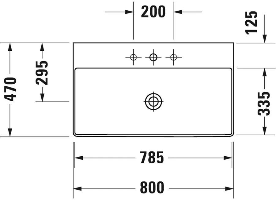 Duravit DuraSquare - Umývadlo do nábytku 800x470 mm, bez prepadu, biela 2353800041