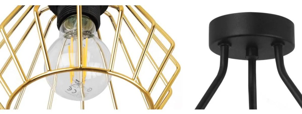 Stropné svietidlo Nuvola Trio, 3x zlaté drôtené tienidlo