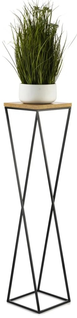 Kvetinový stojan LOFT I 100 cm čierny/dub lancelot