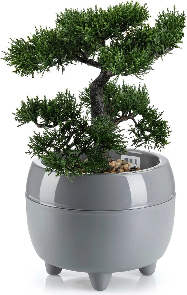 PLASTOVÝ KVETINÁČ BOTANICA SADA 2KS 30X24 CM+23X18,5 CM SIVÁ