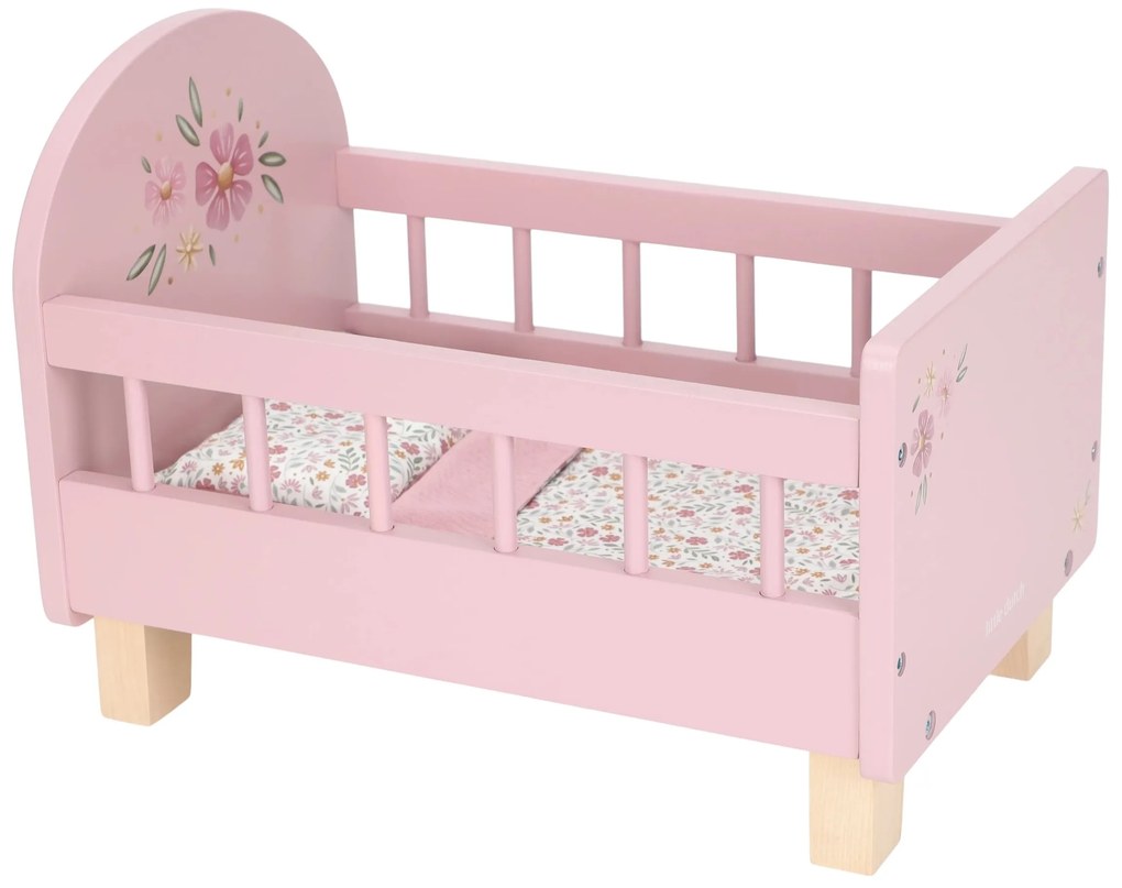 Postieľka pre bábiky drevená s perinkou Pink