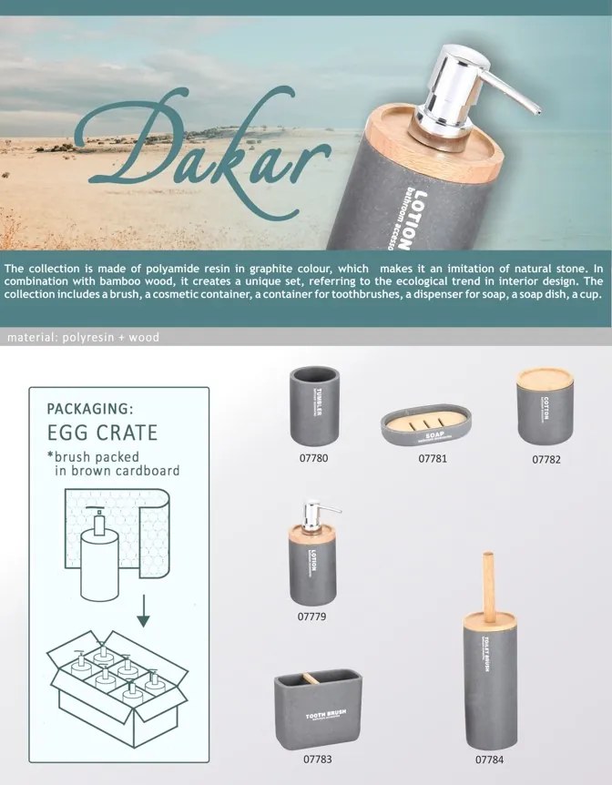 Erga Dakar, toaletná WC kefa na postavenie, šedá, ERG-07784