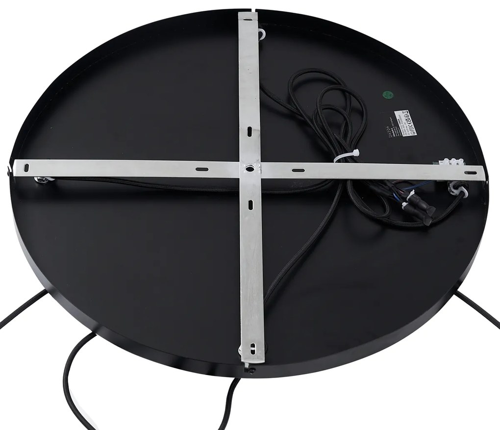 Závesné svietidlo Art Deco čierne s dymovým sklom okrúhle 4-svetlá - Bao