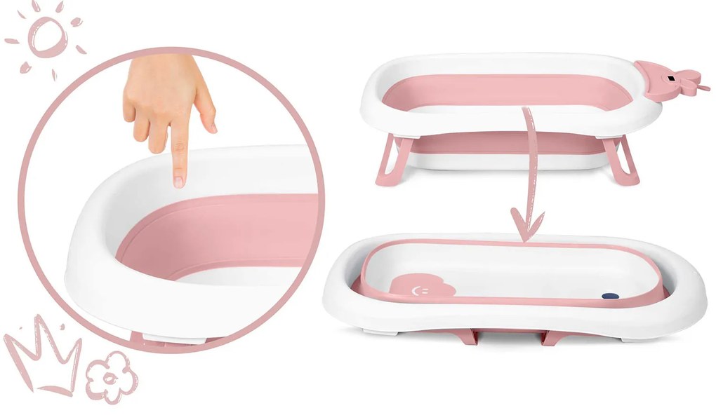 Ricokids Detská vanička s teplomerom RK-282 biela a ružová