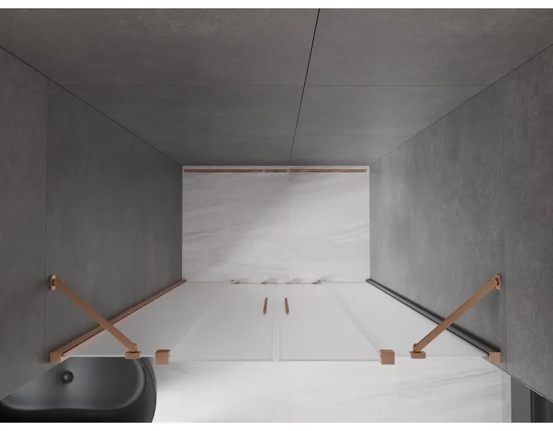 Mexen Velar Duo, posuvné sprchové dvere do otvoru 150 cm, 8mm sklo námraza, medená matná, 871-150-000-32-65