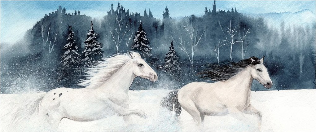 Obraz maľovaných koní (120x50 cm)