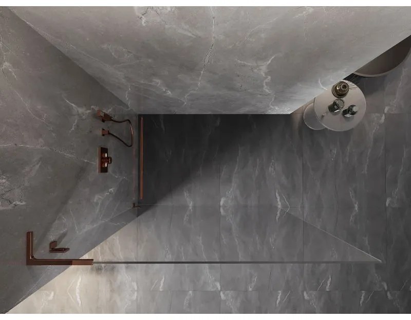 Mexen, Mexen Lunar L sprchová stena ľavá 80 x 200 cm, priehľadná 8 mm, ružové zlato - 830L-080-000-60-00-L