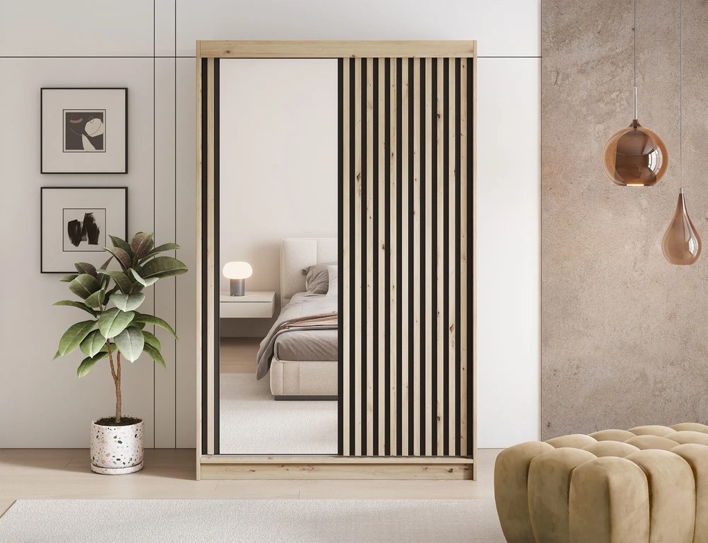 Šatní skříň Emerio se zrcadlem 120 cm dub Artisan