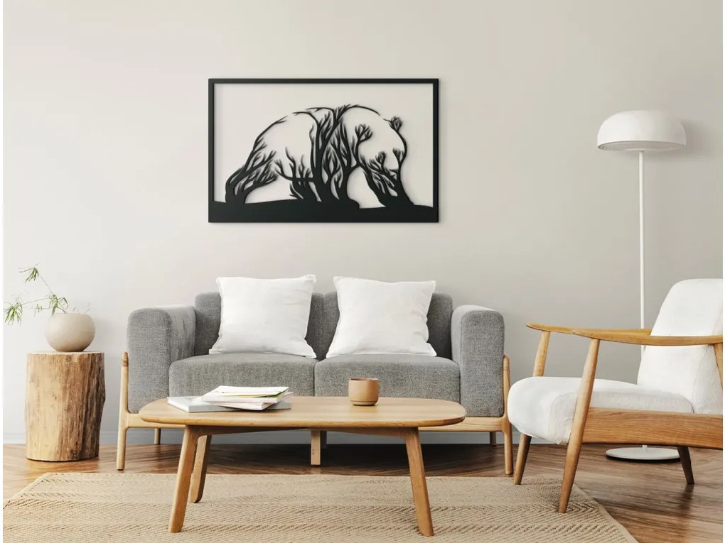 drevko Obraz z dreva Medveď a stromy Rozmer obrazu: 28 x 44,5 cm, Farba dekorácie: Čierna