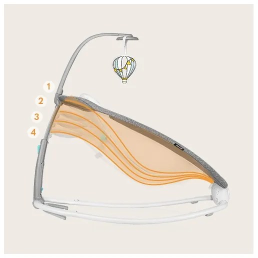 Lionelo - Detská vibrujúca hojdačka s melódiou PASCAL 2xAA šedá/tyrkysová