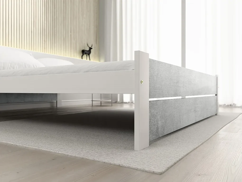 Posteľ IKAROS DOUBLE 120 x 200 cm, betón/biela Rošt: Bez roštu, Matrac: Matrac COCO MAXI 20 cm