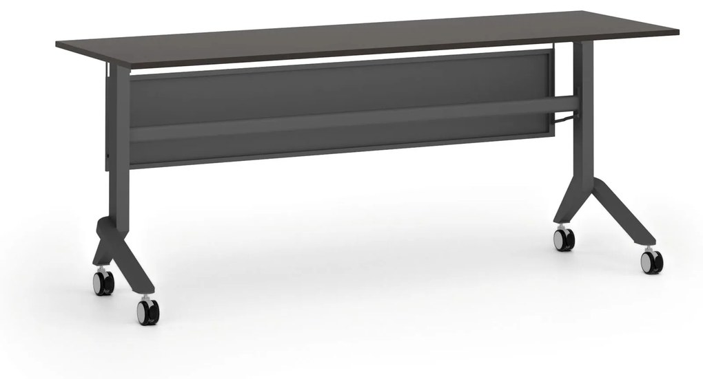 Mobilný stôl PRIMO MOVE, 1800 x 600 mm, čierna podnož, wenge