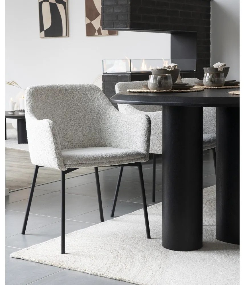 Biele čalúnené jedálenské kreslo s podrúčkami Melilla – House Nordic