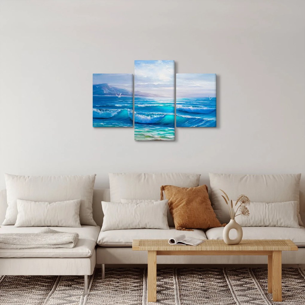 Obraz - Olejomaľba mora s čajkami (90x60 cm)