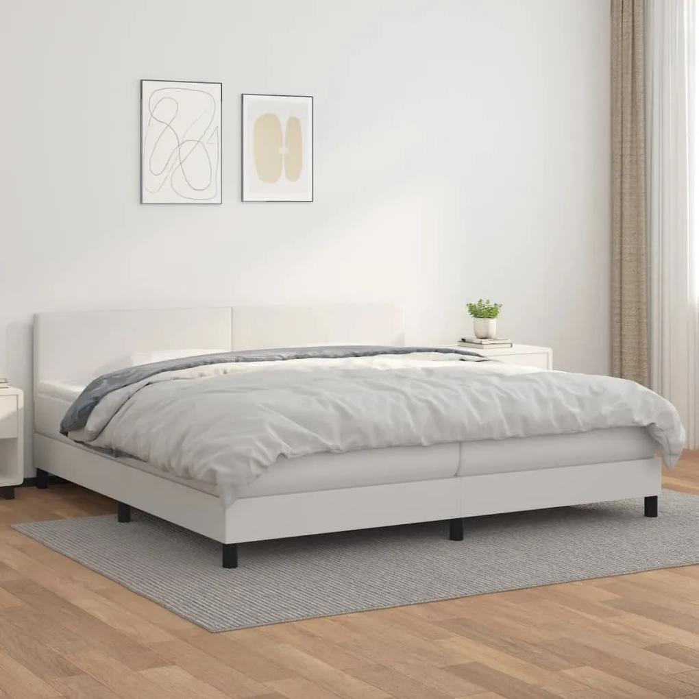 Boxspring posteľ s matracom biela 200x200 cm umelá koža 3141024