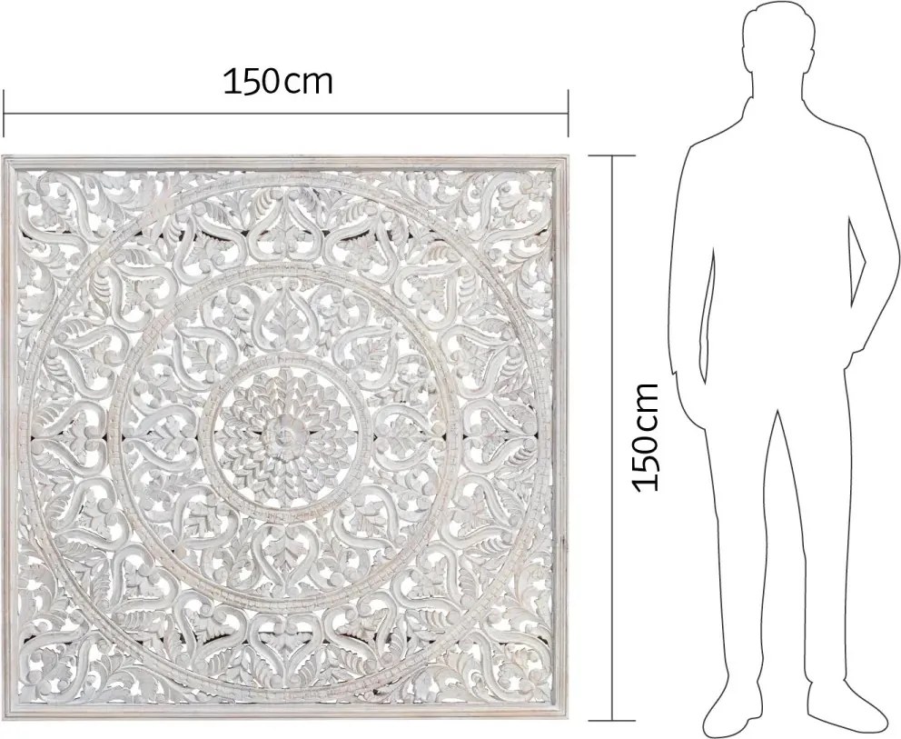 furniture-nabytek.cz - Masívny nástenný obraz Zambezi z mango dreva, lakovaný, šedý – 150×150 cm