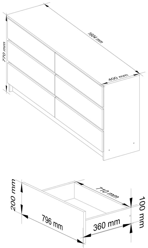 Komoda Rollo V 160,4 cm jelša