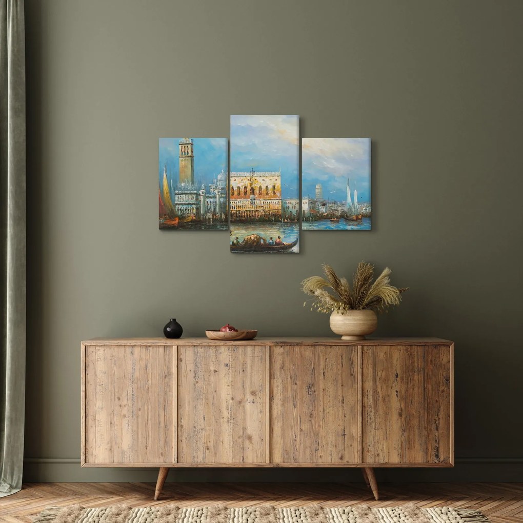 Obraz - Gondola prechádzajúca Benátkami, olejomaľba (90x60 cm)
