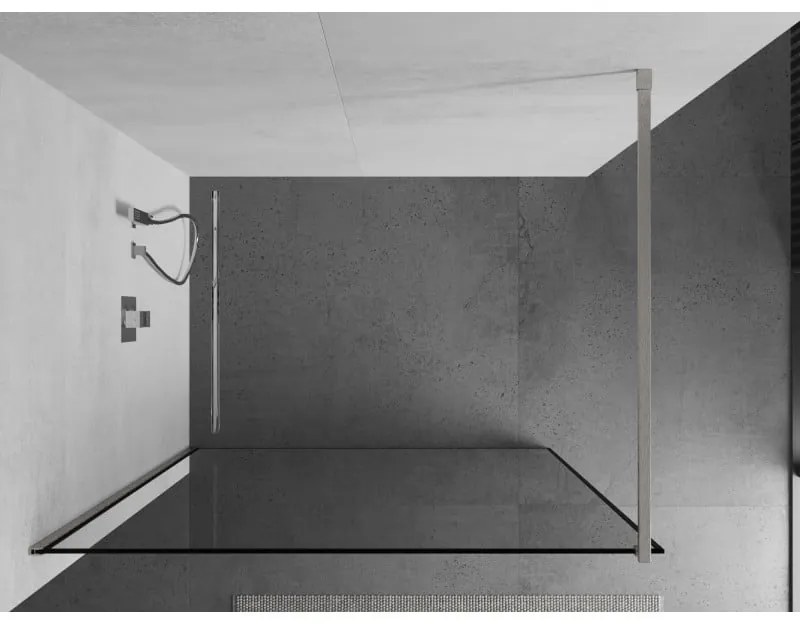 Mexen Kioto, sprchová zástena Walk-In 120 x 200 cm, 8mm číre sklo čierny vzor, brúsená oceľ profil, 800-120-101-97-70