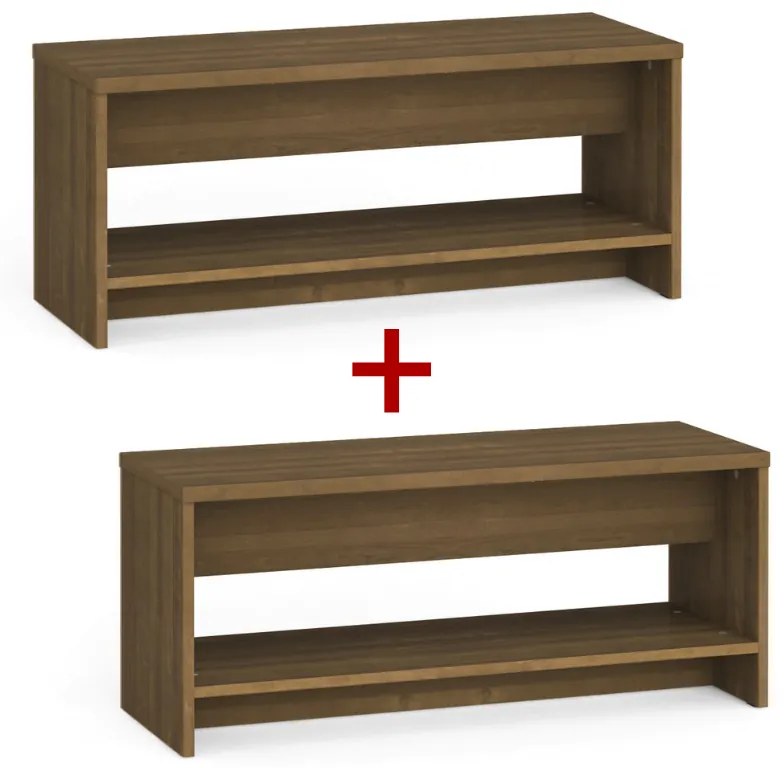 Šatníková lavica s policou na topánky 1+1 ZADARMO, zosilnená, 1000 mm, orech