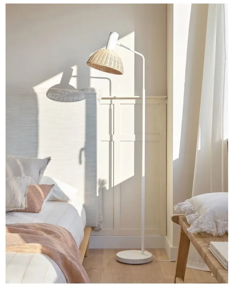Stojacia lampa v prírodnej farbe s ratanovým tienidlom (výška 157 cm) Damila - Kave Home