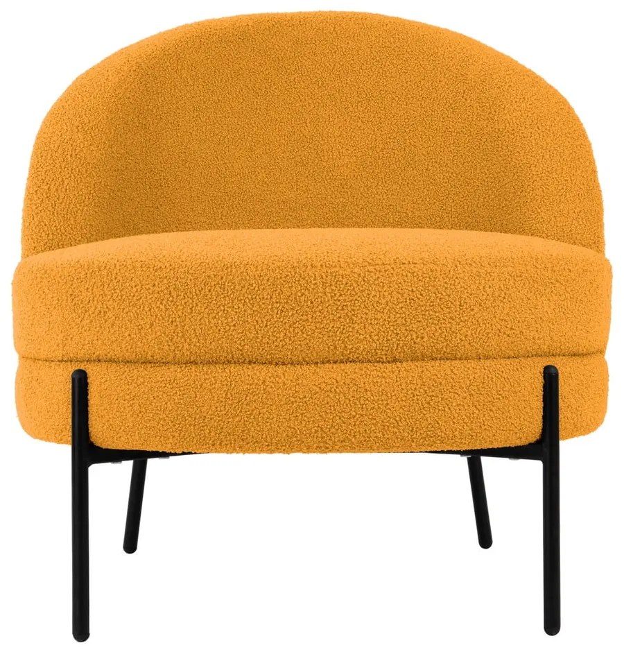 Okrovožlté kreslo z textílie buklé Noble – Leitmotiv