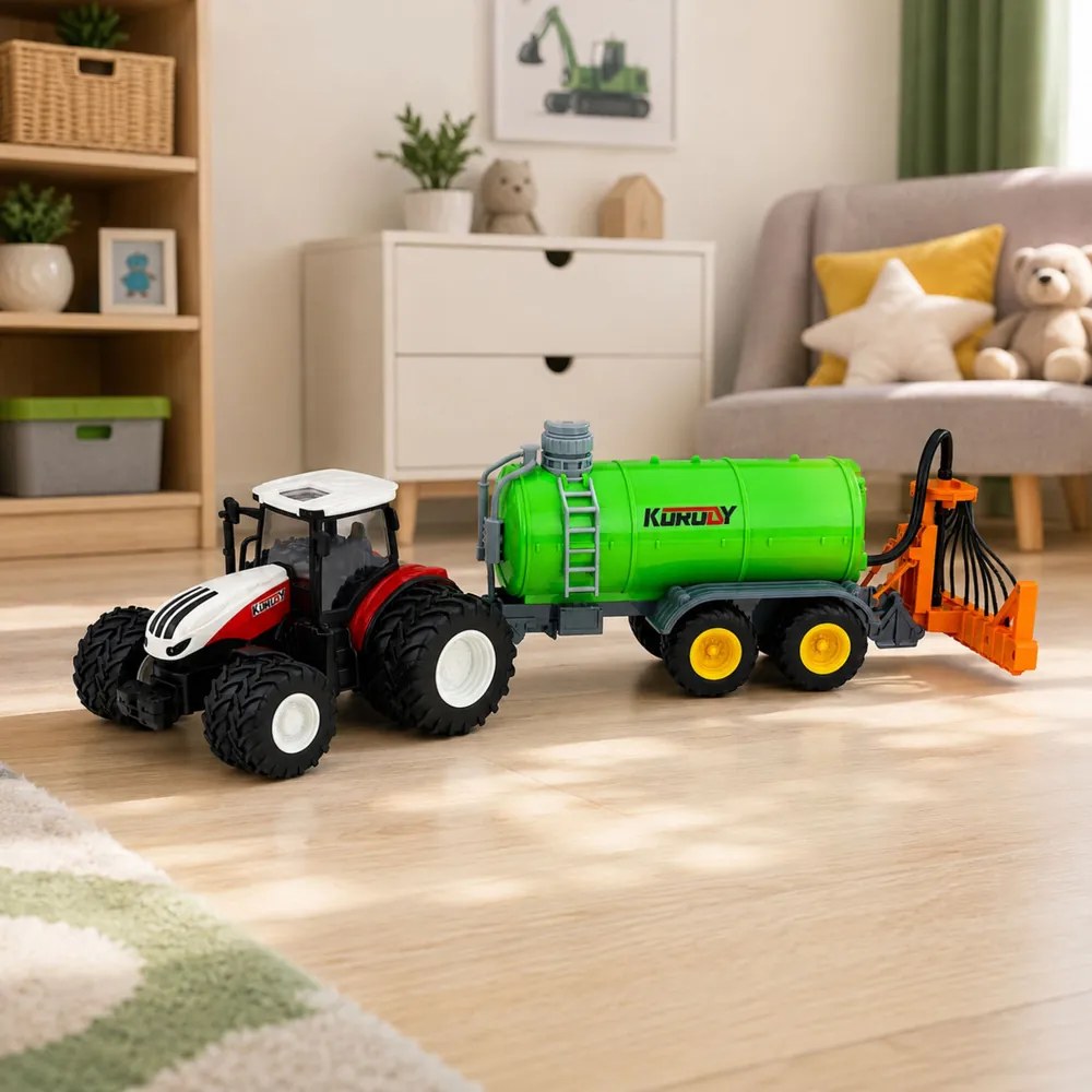 LEAN Toys Poľnohospodársky traktor s postrekovačom tekutých hnojív, diaľkovo ovládaný, RC 1:24