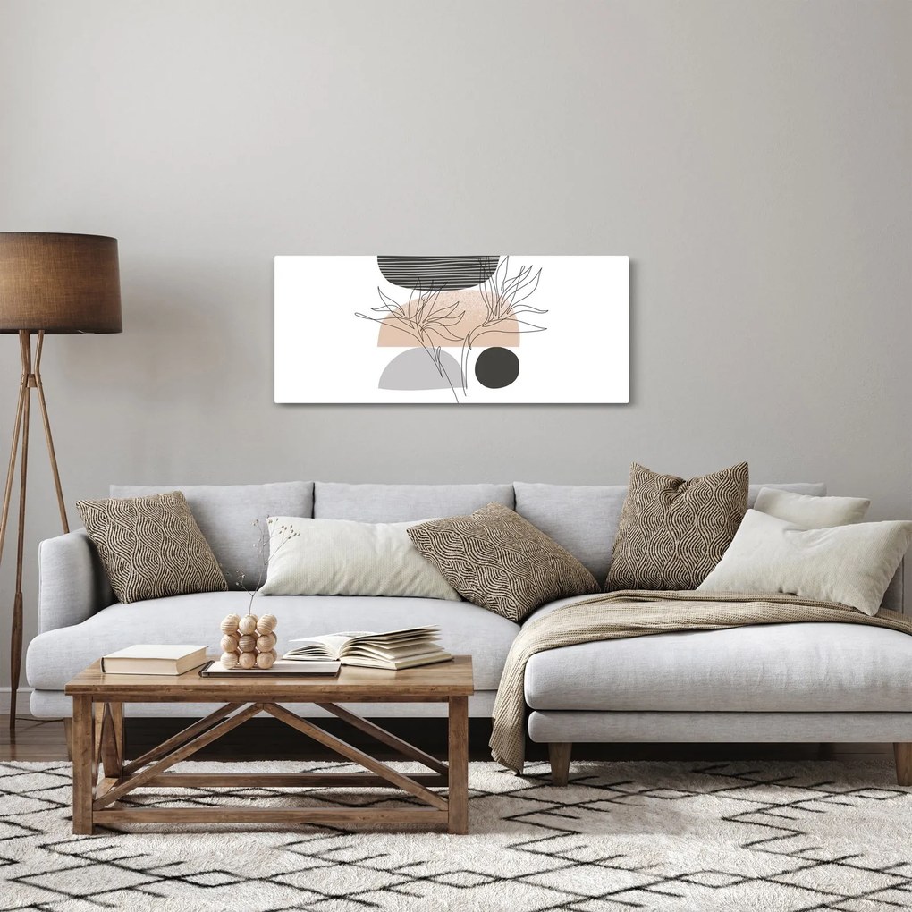 Obraz - Line art kvety N⁰2 (120x50 cm)
