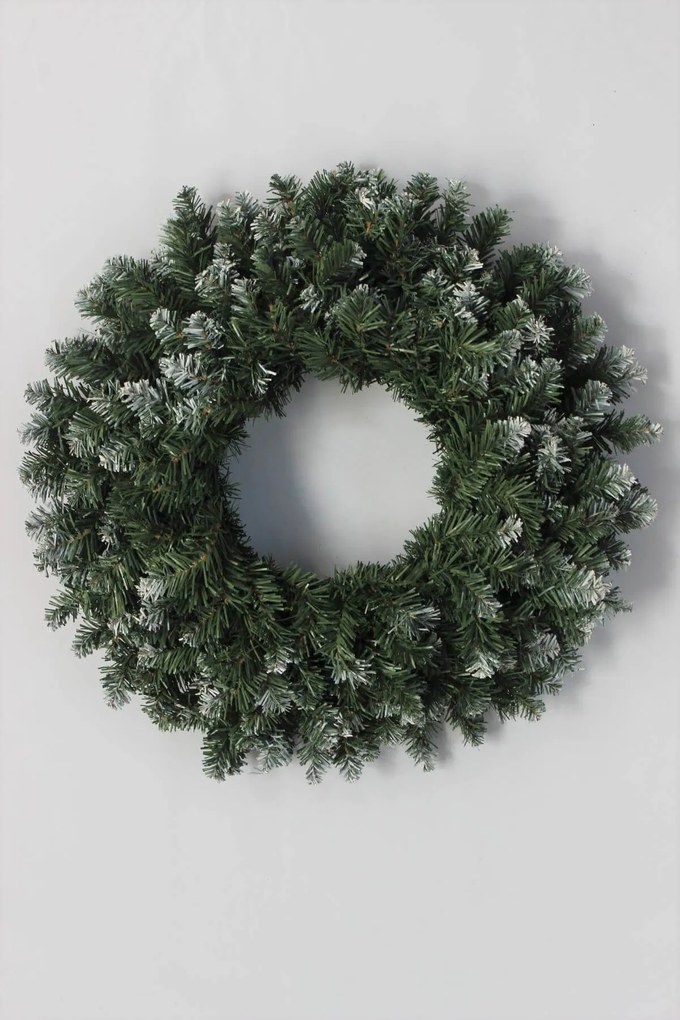 Zasnežený čečinový veniec umelý 60cm