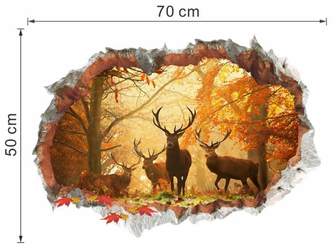 Samolepka na stenu "Jelene" 70x50 cm