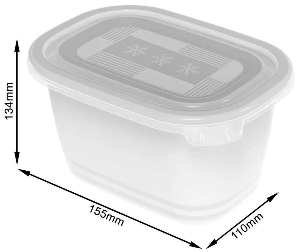 Plastové krabičky do mrazáku, Rotho FREEZE, bílá, sada 4 x 0,75l (16x11x14)