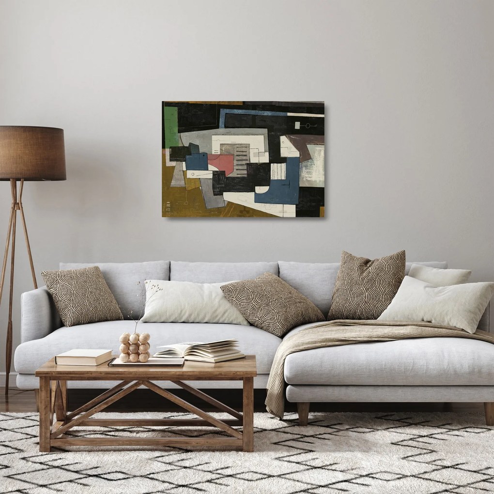 Sklenený obraz - Abstrakcia, kubizmus (70x50 cm)
